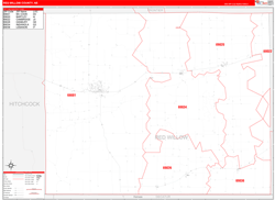 Red Willow County, NE Wall Map Zip Code Red Line Style 2023
